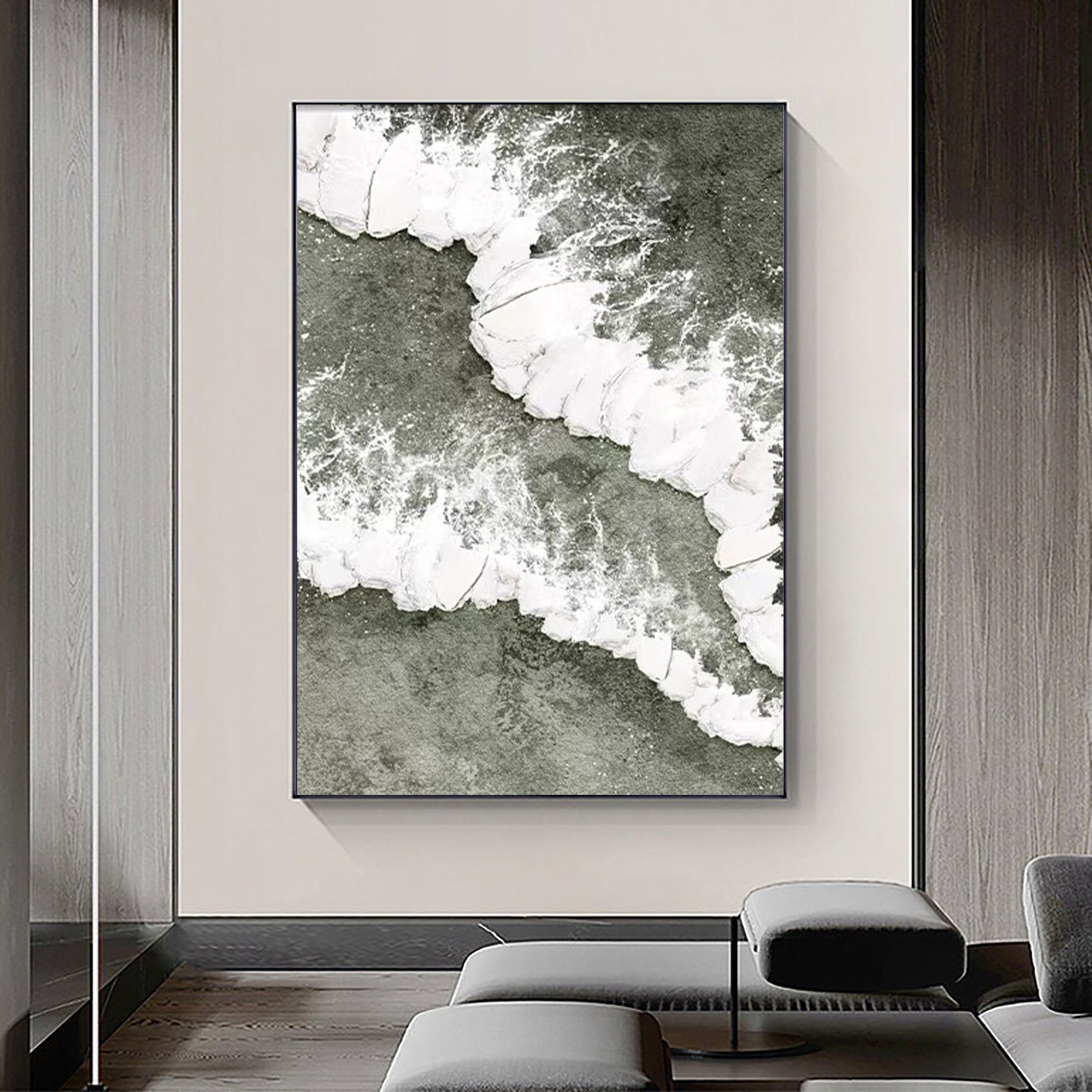 Foam and Sea Wall Art – Abstract Ocean Texture Painting #JJ 233
