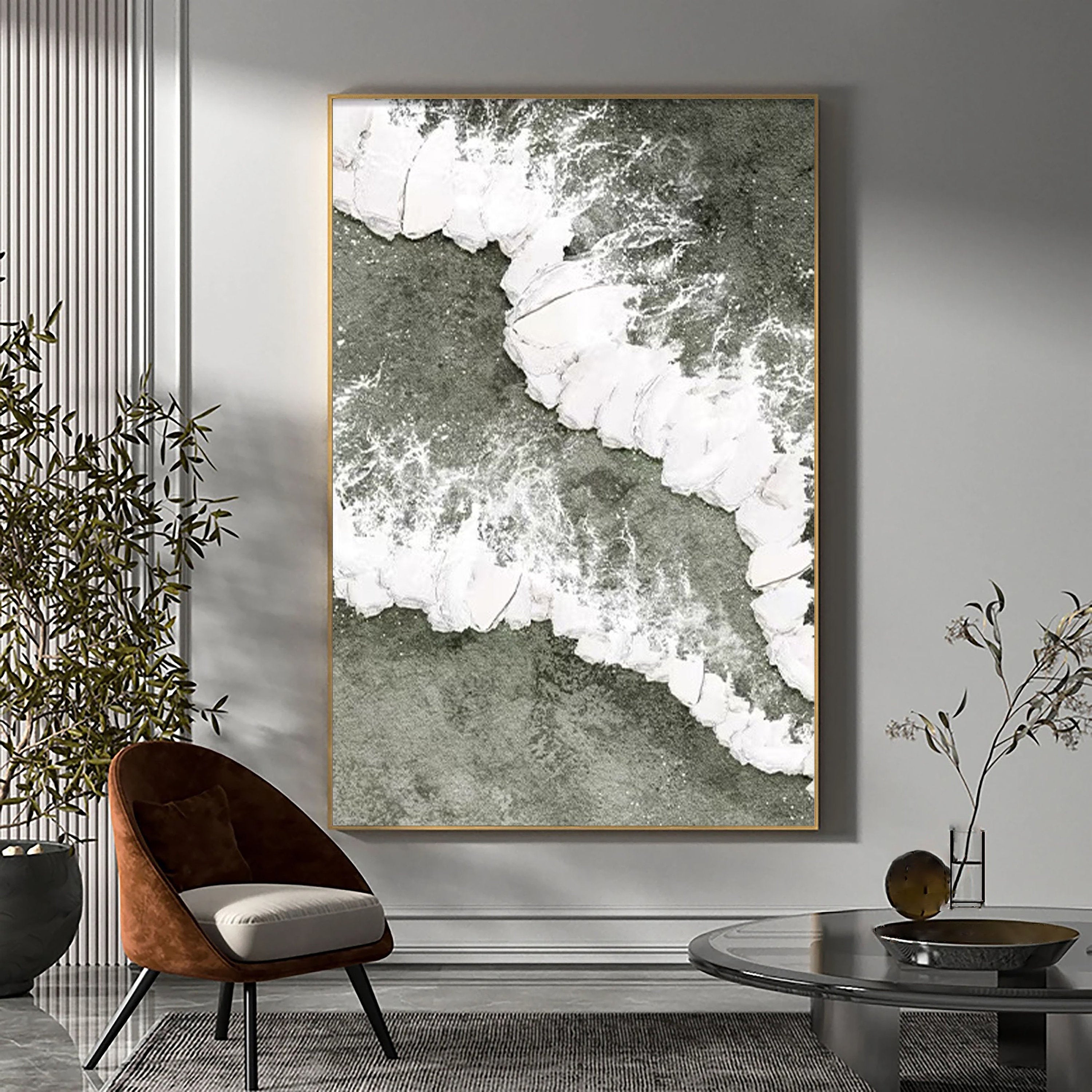 Foam and Sea Wall Art – Abstract Ocean Texture Painting #JJ 233