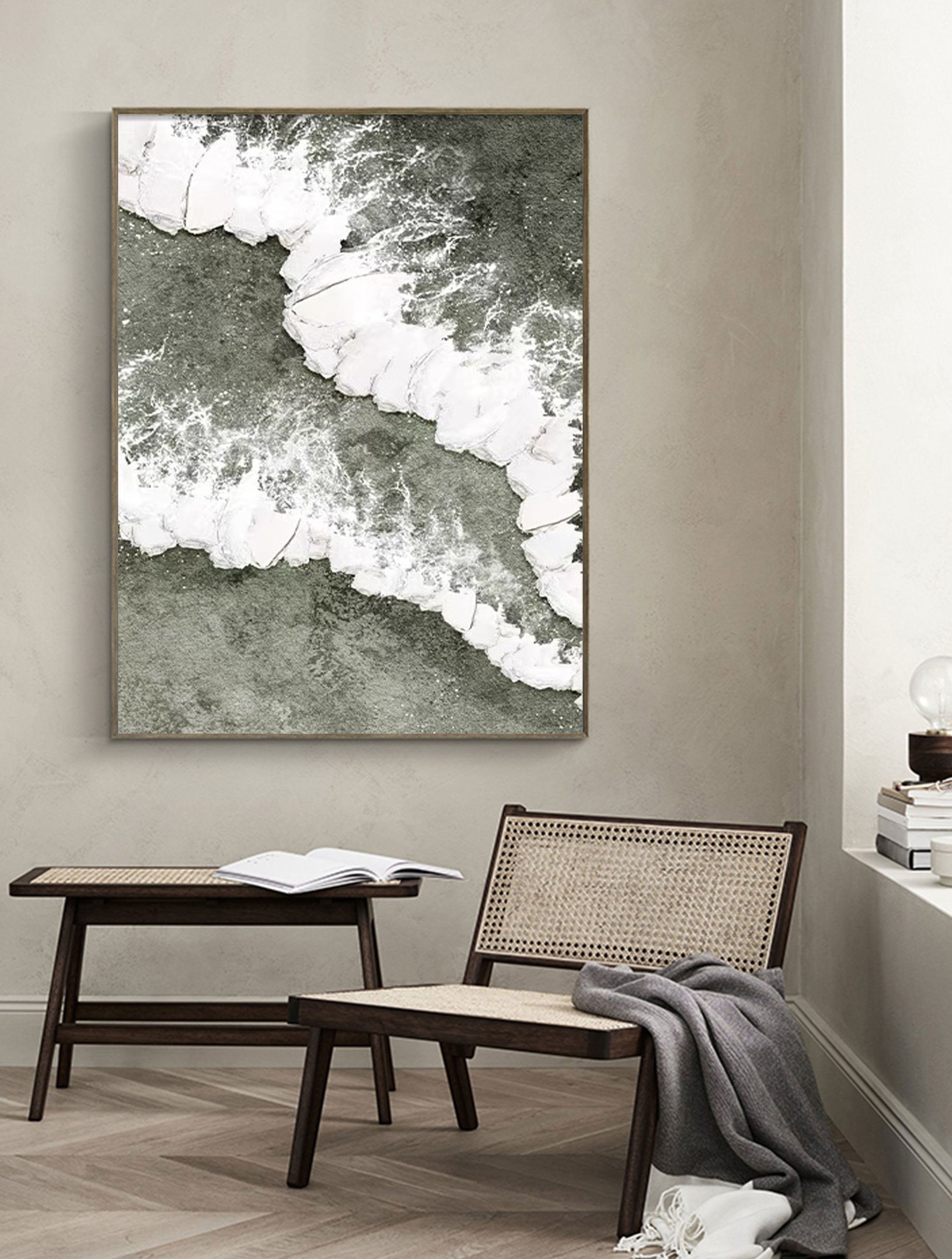 Foam and Sea Wall Art – Abstract Ocean Texture Painting #JJ 233