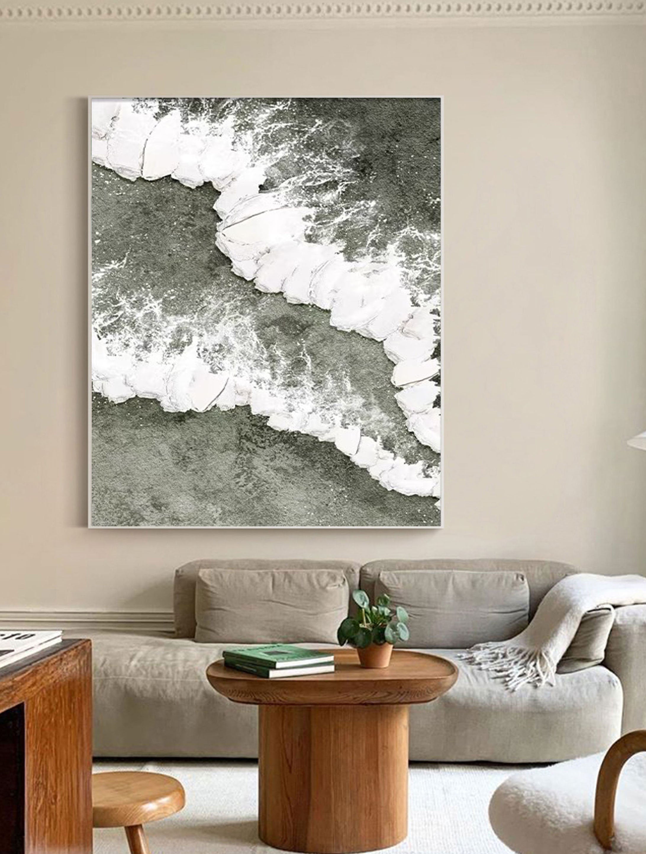 Foam and Sea Wall Art – Abstract Ocean Texture Painting #JJ 233