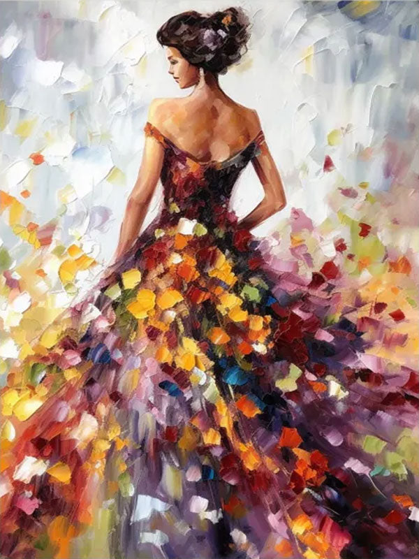 Colorful Abstract Woman Painting | Textured Vertical Canvas Art #ZZ 18