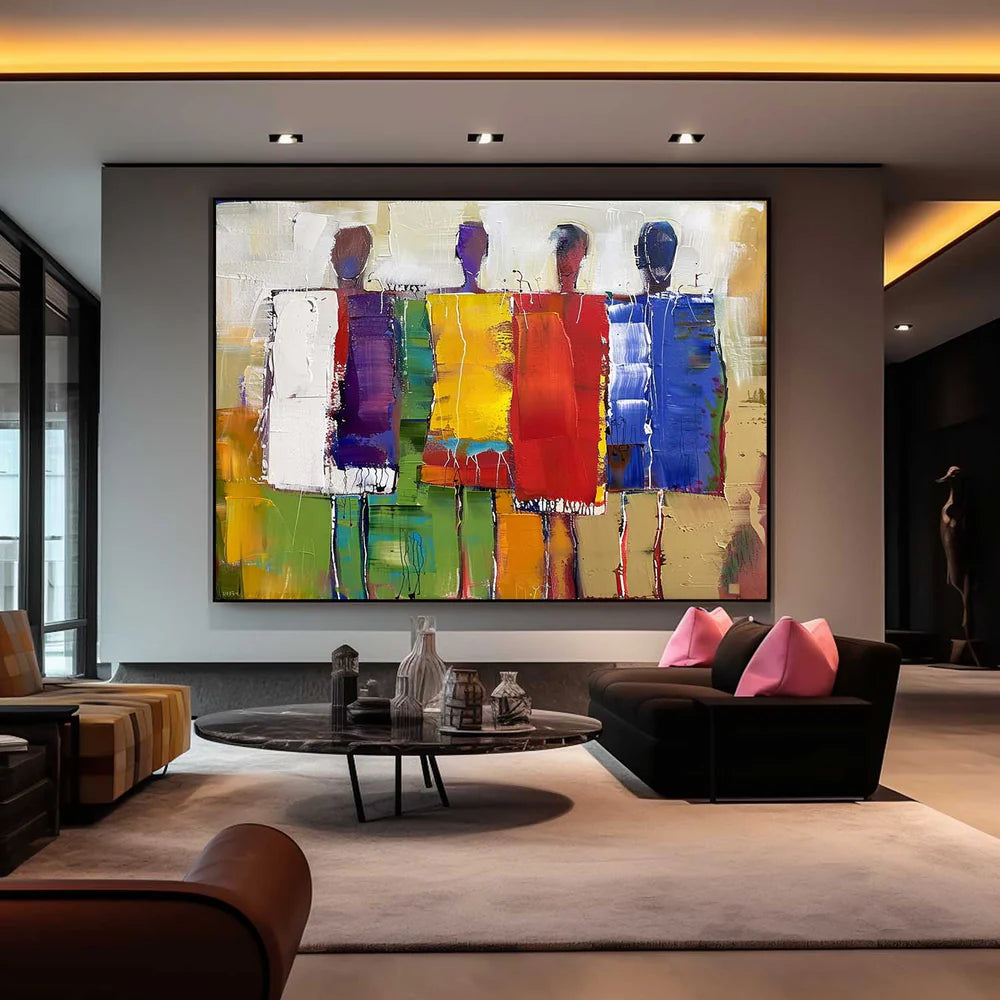 Modern Abstract Figures Oil Painting - Colorful Group Art #JJ 049