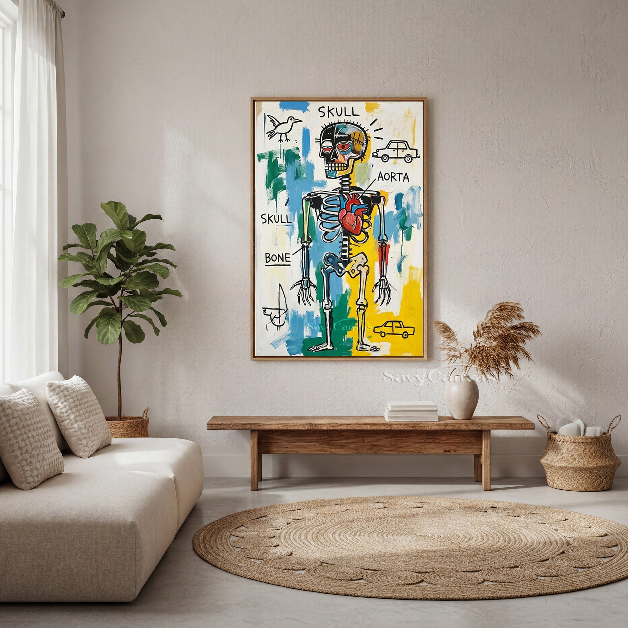 Basquiat Style Skeleton Art | Neo-Expressionist Painting #AA 480