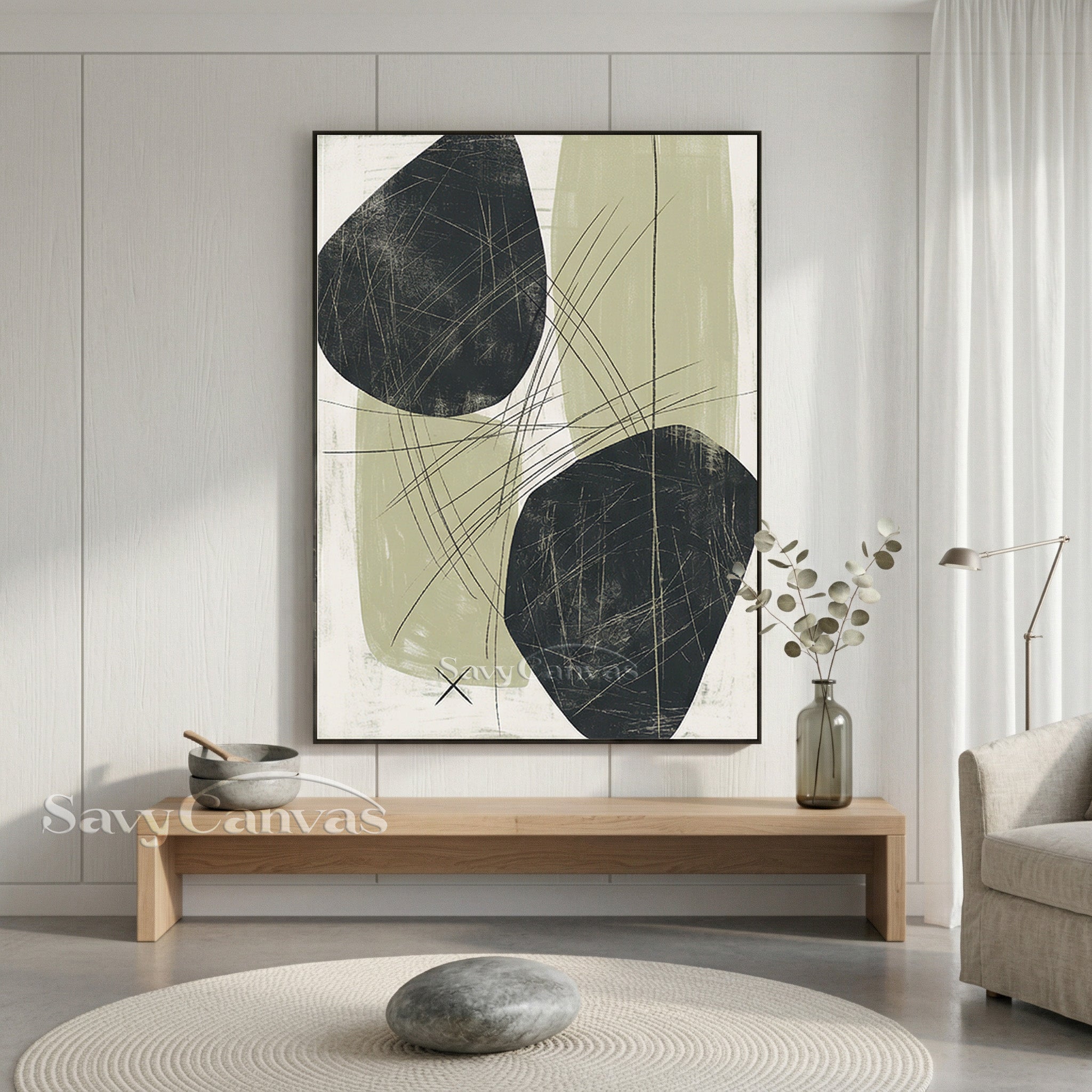 Dark Abstract Stone Shapes Oil Painting #SS 075