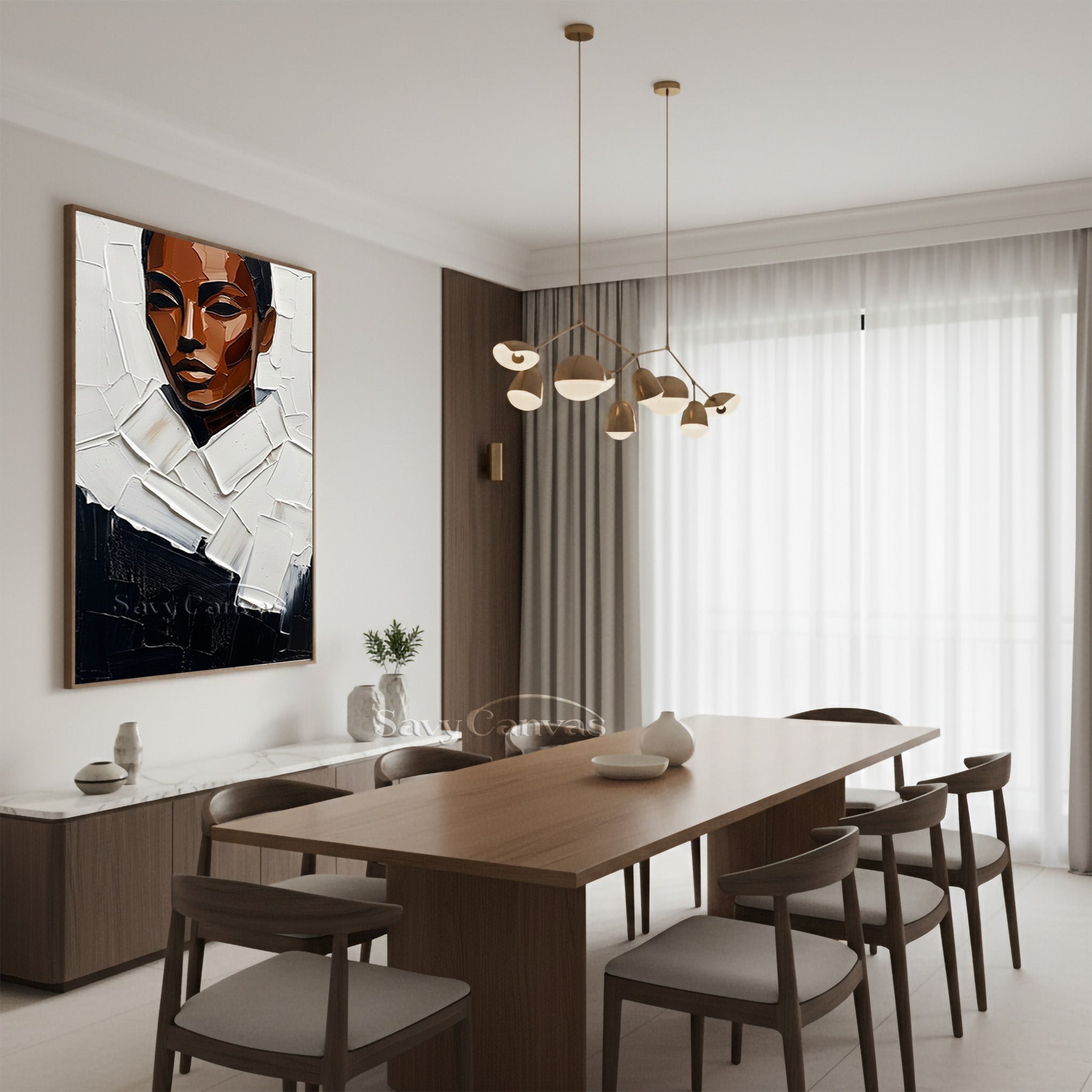 Modern Impasto African Woman Portrait Oil Painting on Canvas #SS 149