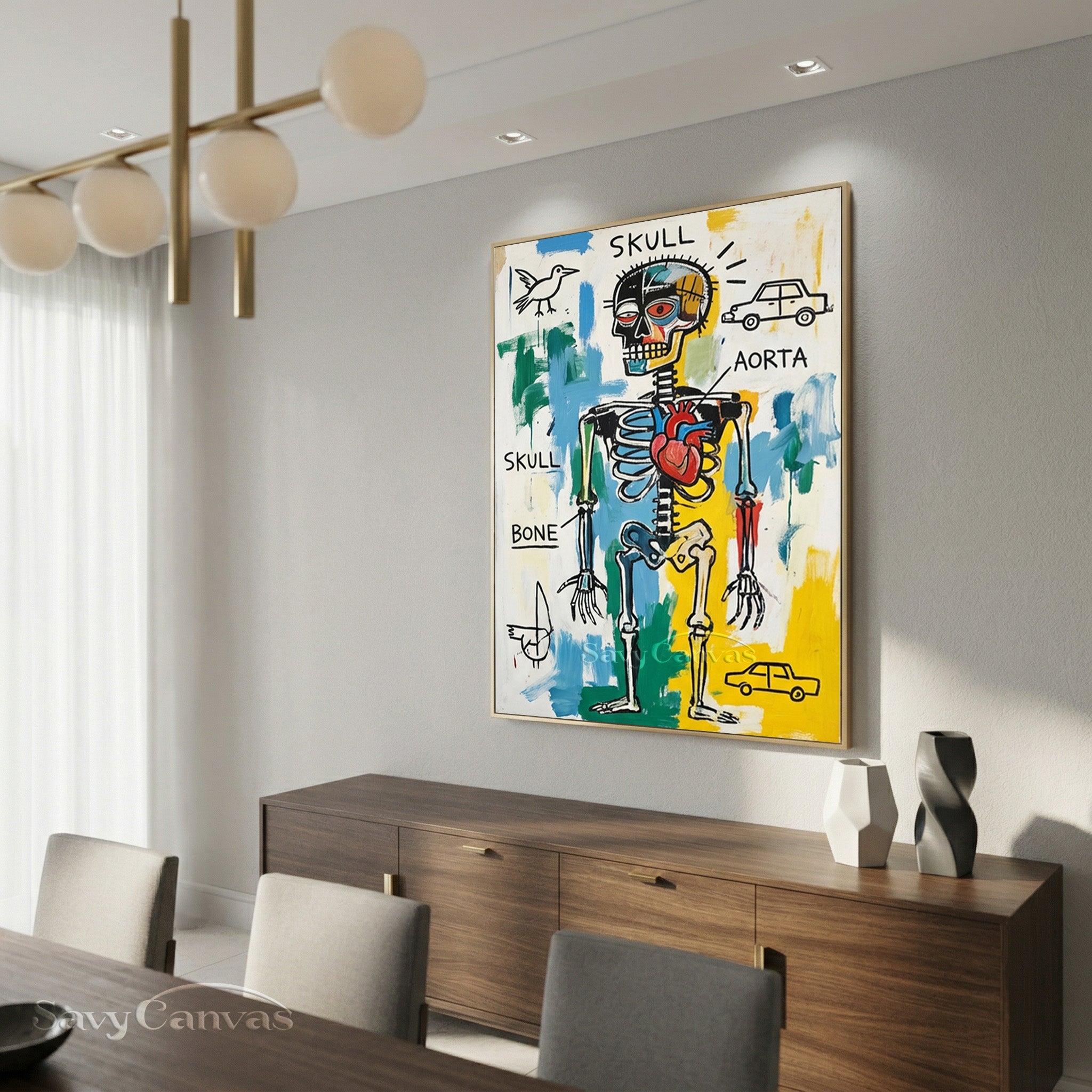 Basquiat Style Skeleton Art | Neo-Expressionist Painting #AA 480