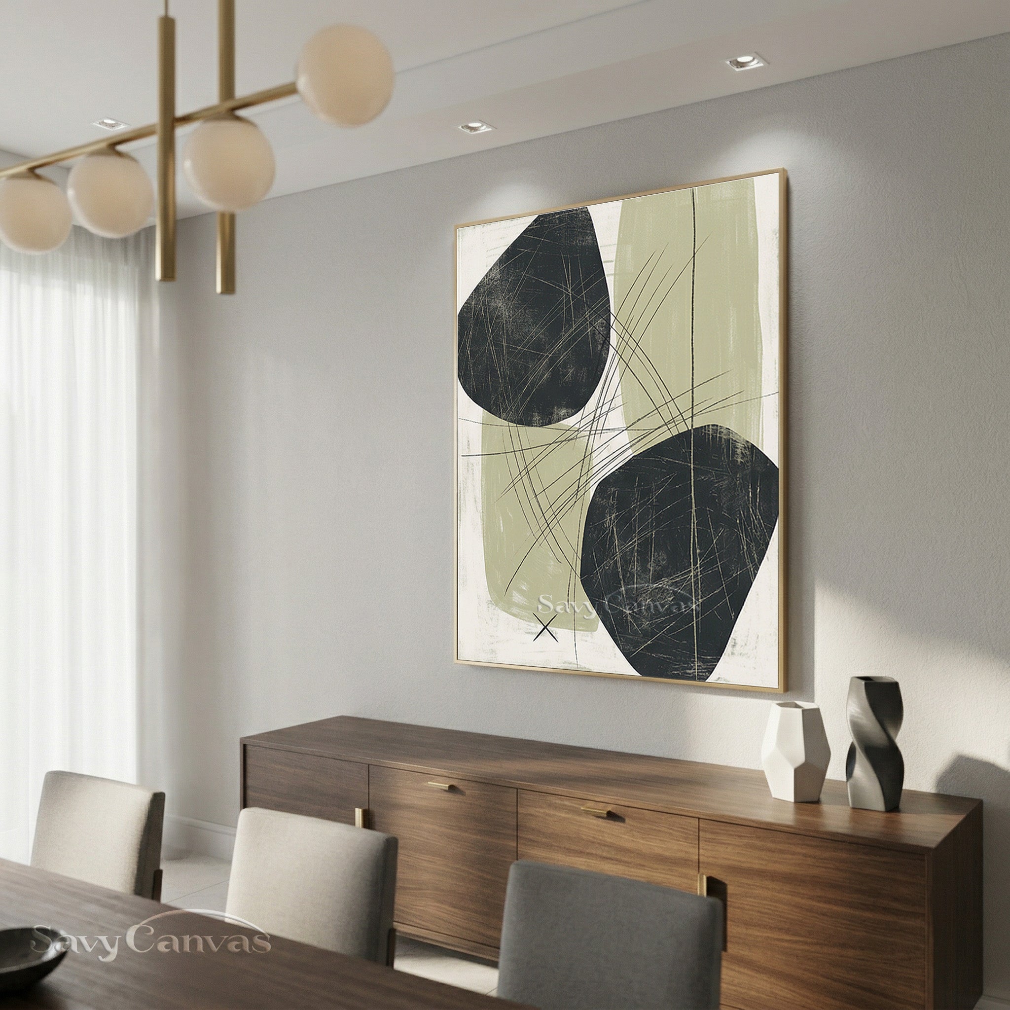 Dark Abstract Stone Shapes Oil Painting #SS 075