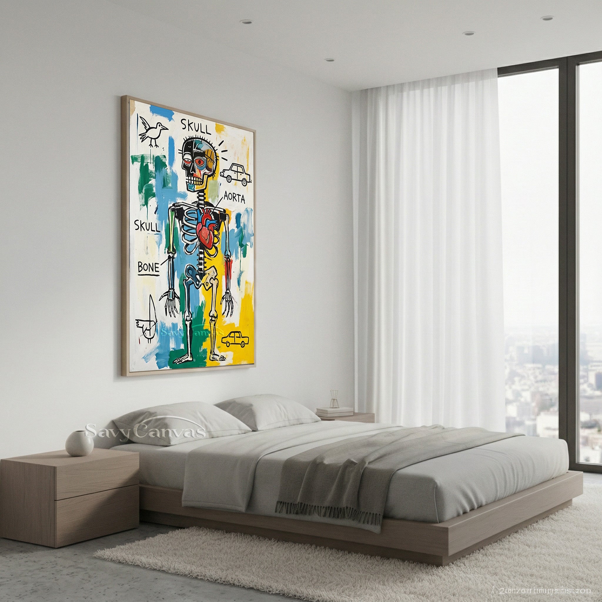 Basquiat Style Skeleton Art | Neo-Expressionist Painting #AA 480