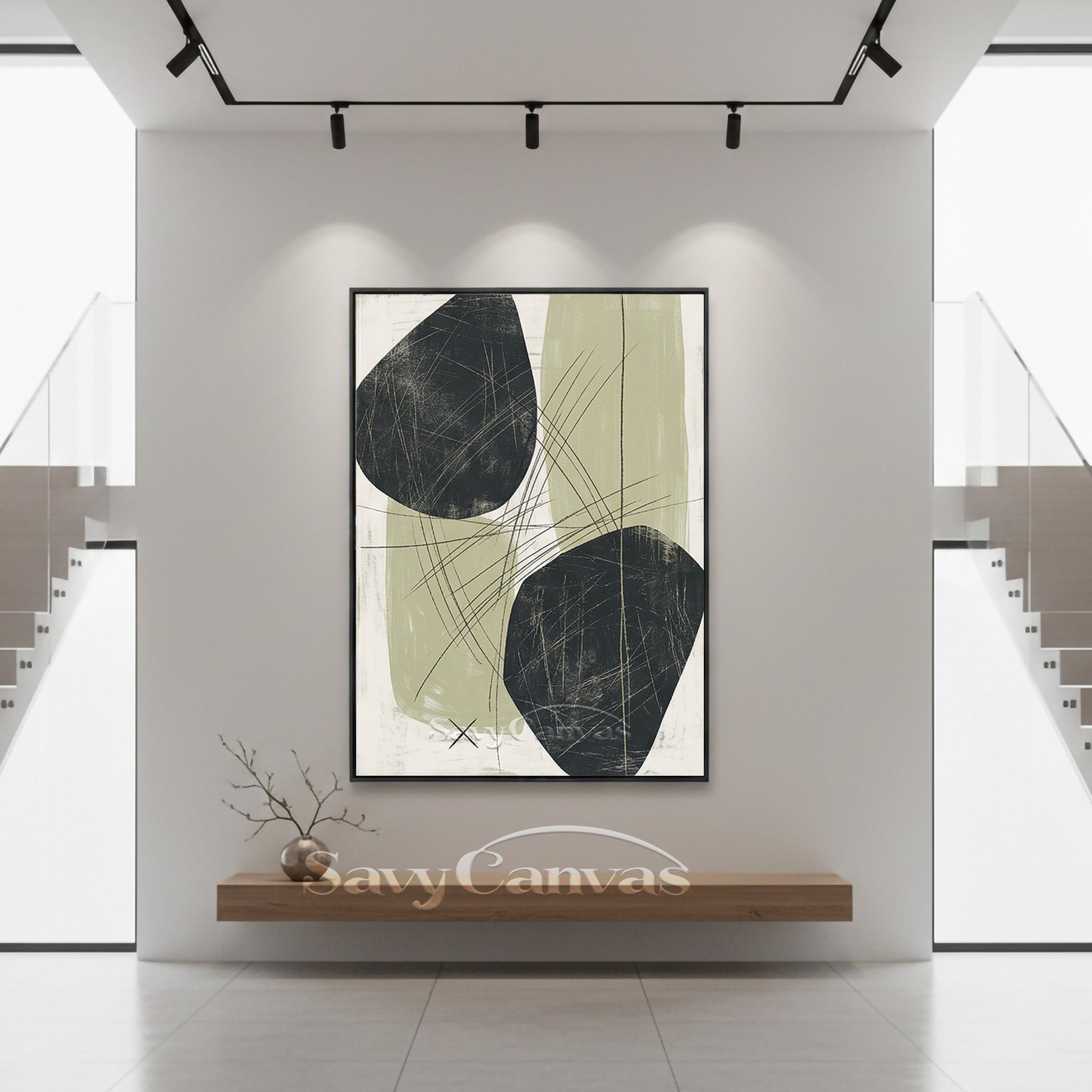 Dark Abstract Stone Shapes Oil Painting #SS 075