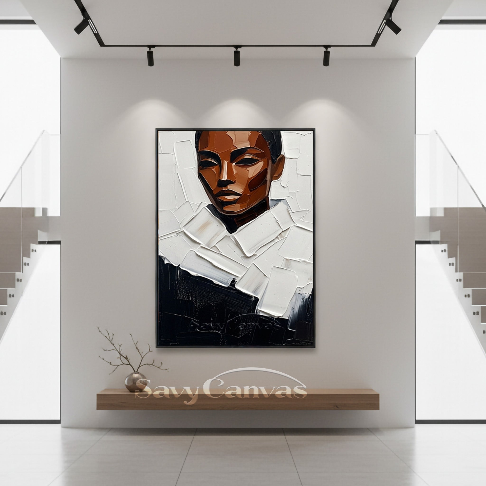 Modern Impasto African Woman Portrait Oil Painting on Canvas #SS 149