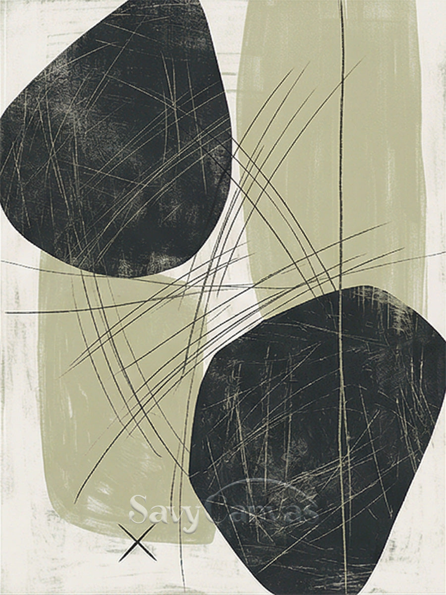 Dark Abstract Stone Shapes Oil Painting #SS 075