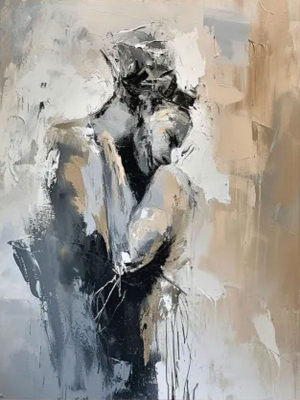 Romantic Abstract Painting | Oversized Vertical Canvas Art Couple Decor #ZZ 191