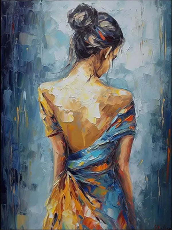 Contemporary Figurative Painting | Large Vertical Woman Back Wall Art #ZZ 192