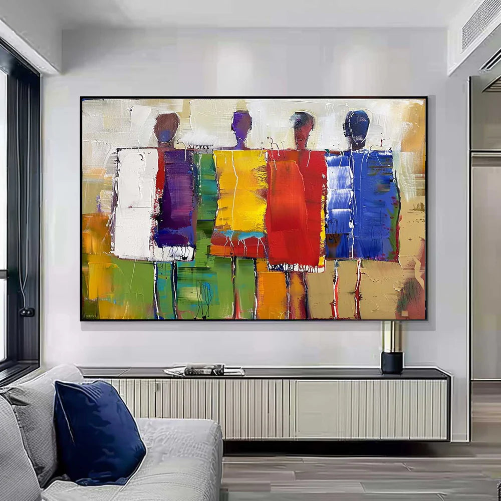 Colorful Abstract Figures Oil Painting - Modern Group Art