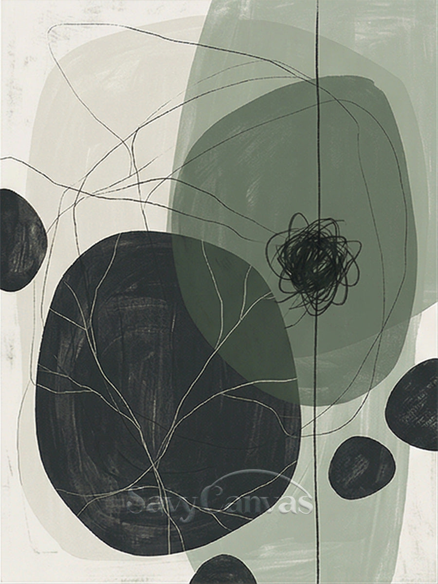 Modern Sage Green Abstract Oil Painting #SS 076