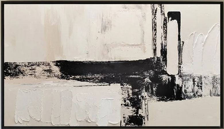 Large Abstract Black and White Textured Art #TC 107