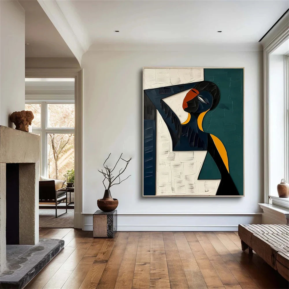 African Inspired Abstract Woman Oil Painting - Modern Figure Art  #JJ 053