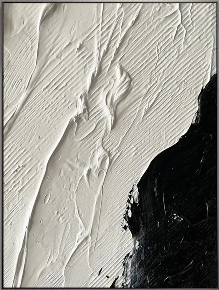 Monochrome Abstract Canvas Art | Large Texture Wall Decor #TC 071