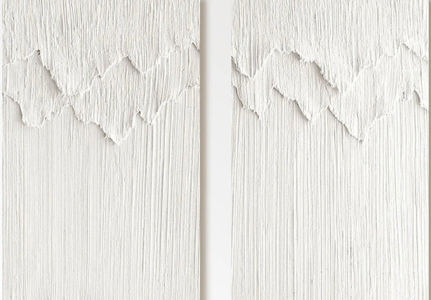 White Textured Wall Art | Set of 2 Minimalist Paintings #TC 212