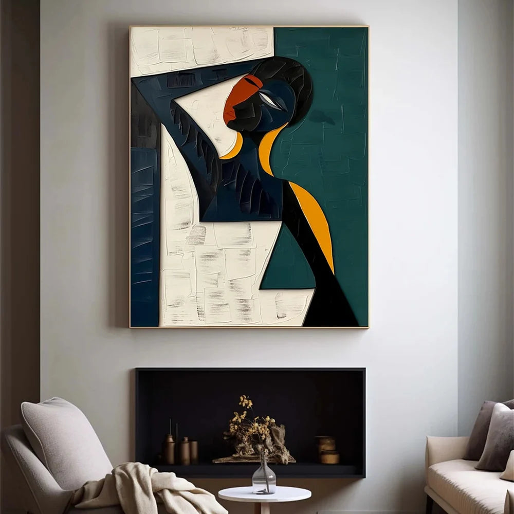 African Inspired Abstract Woman Oil Painting - Modern Figure Art  #JJ 053