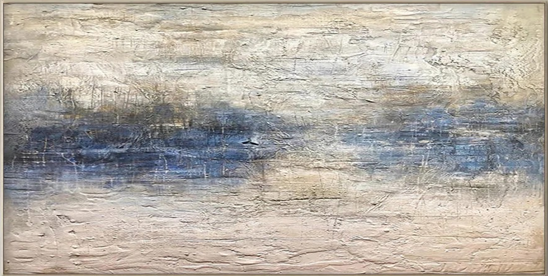 Handmade Abstract Ocean Art | Textured Blue, White & Beige Art  #TC 066