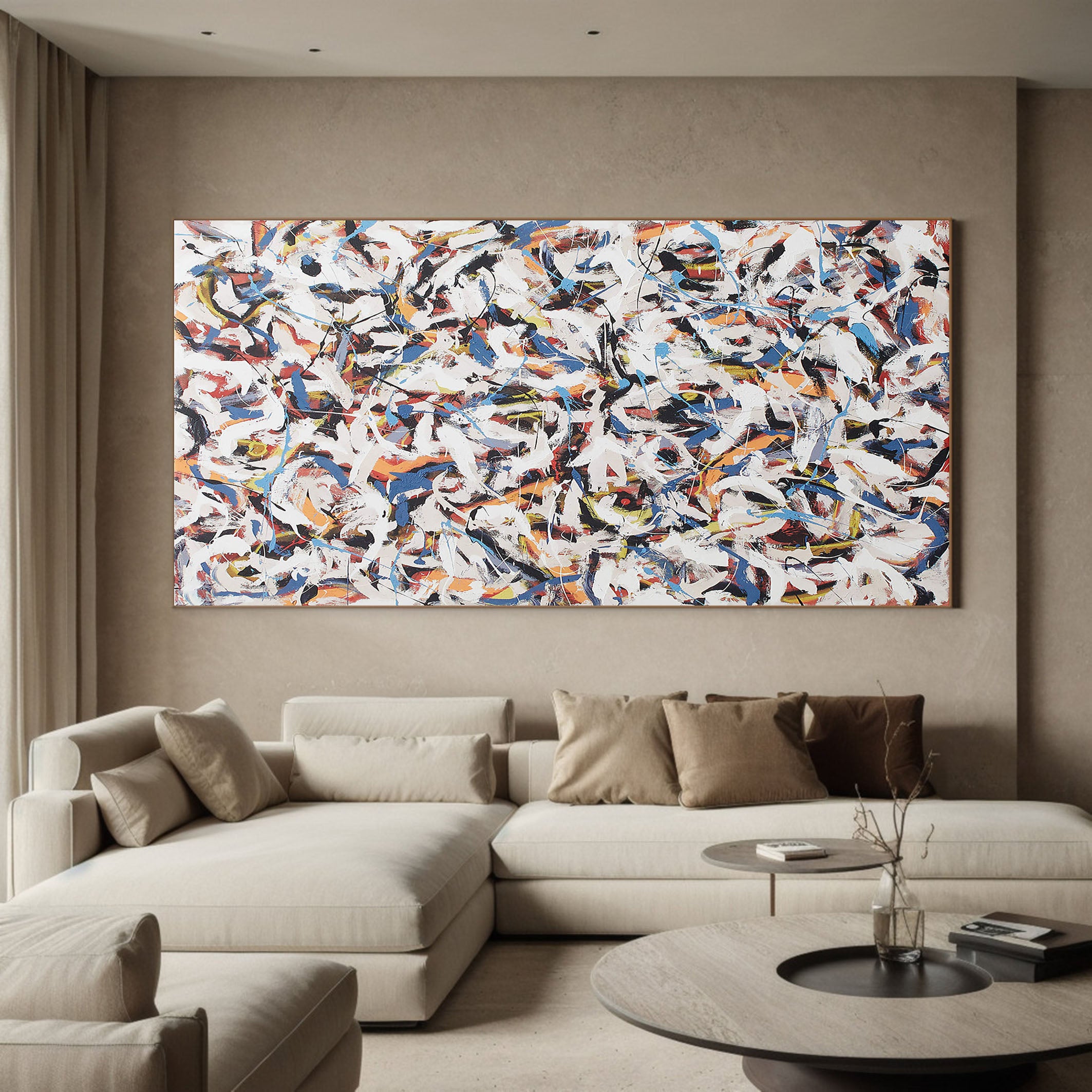 Original Large Colorful Abstract Art on Canvas #TC 140