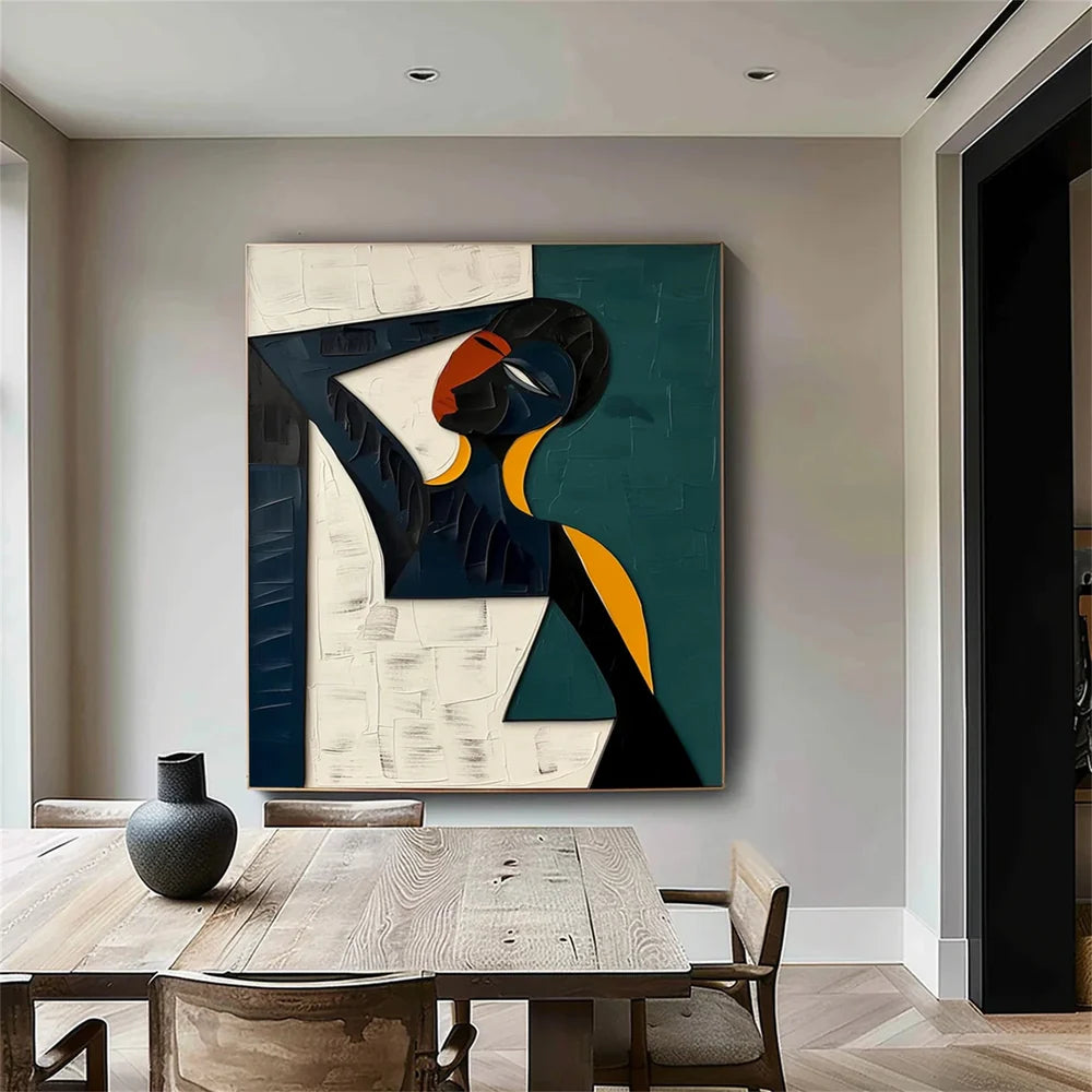African Inspired Abstract Woman Oil Painting - Modern Figure Art  #JJ 053