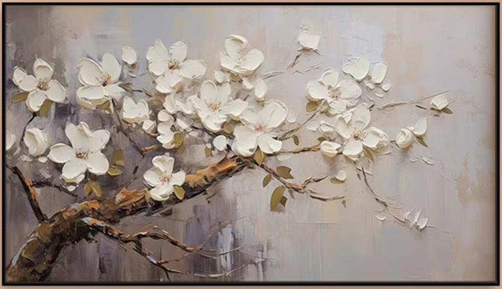 Handmade Flower Oil Painting - Modern Botanical Art #TC 092