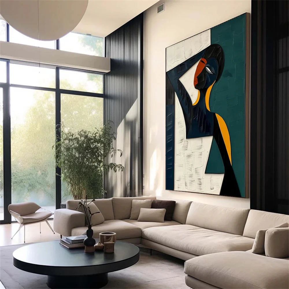 African Inspired Abstract Woman Oil Painting - Modern Figure Art  #JJ 053