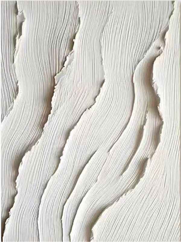 Large Vertical White Textured Wall Art | Wavy Textured Decor #TC 222