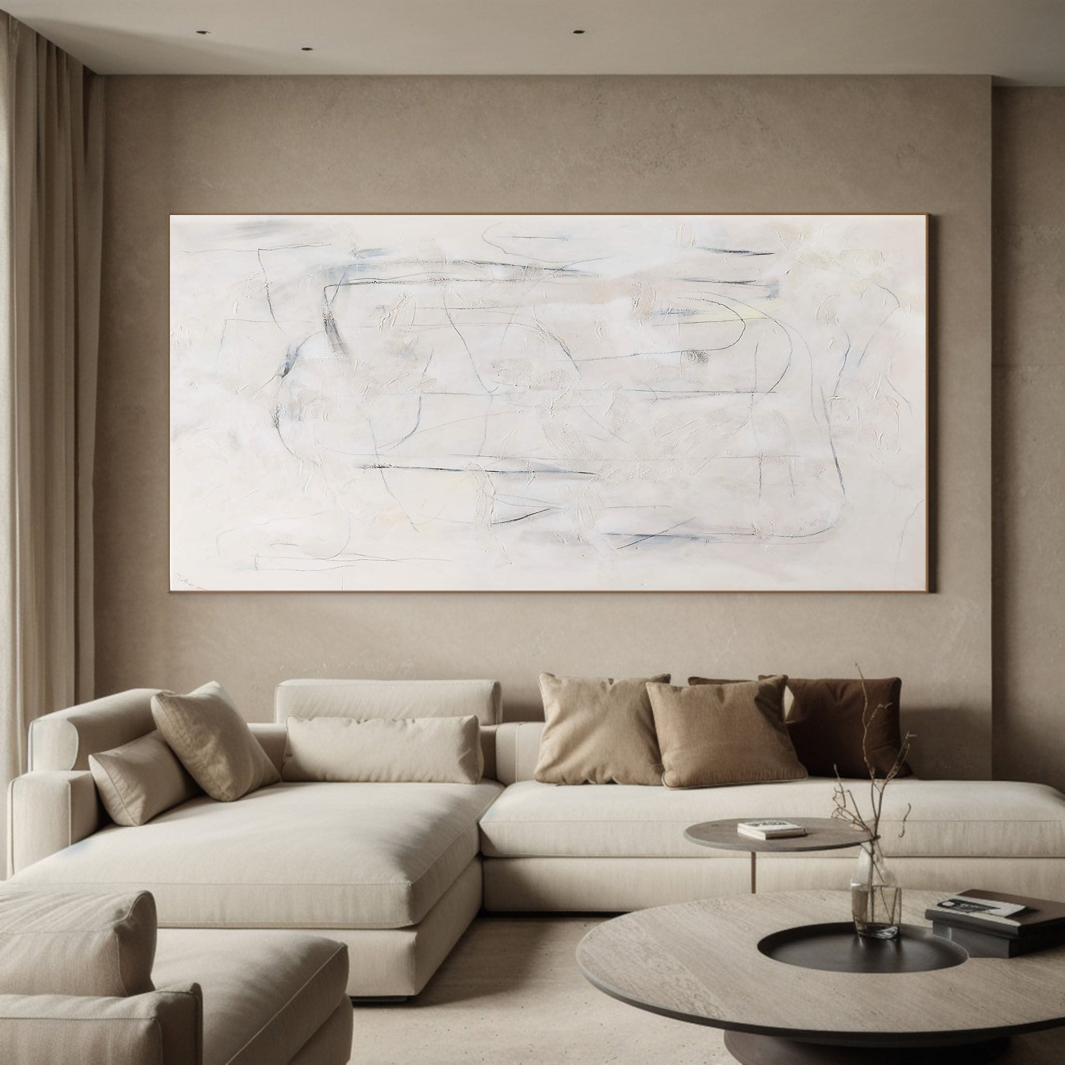 Minimalist Abstract Oil Painting - Subtle Lines #TC 139