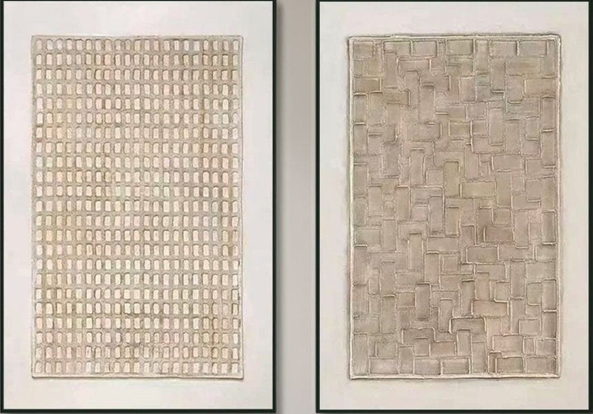 Wabi Sabi Wall Art, Set of 2 Japandi Style Textured Paintings #TC 194