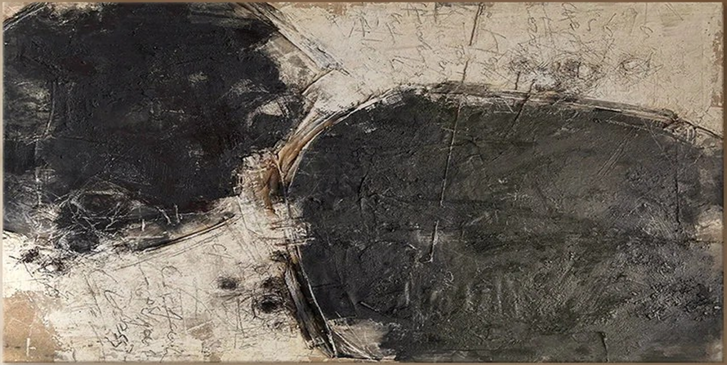 Minimalist Black and Beige Abstract Art | Large Textured Canvas Art   #TC 067