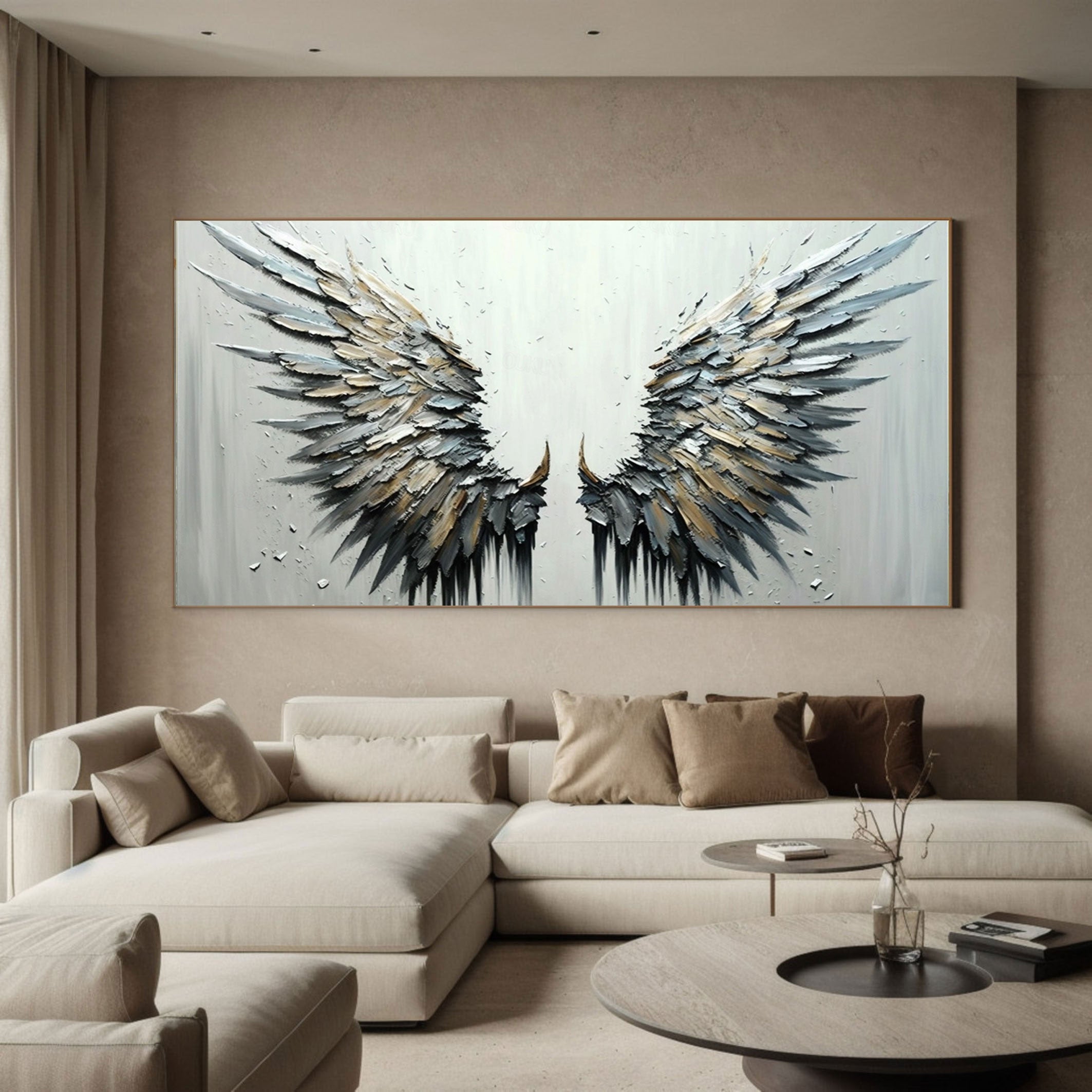 Textured Angel Wings Oil Painting | Large 3D Wall Art Decor #ZZ 004