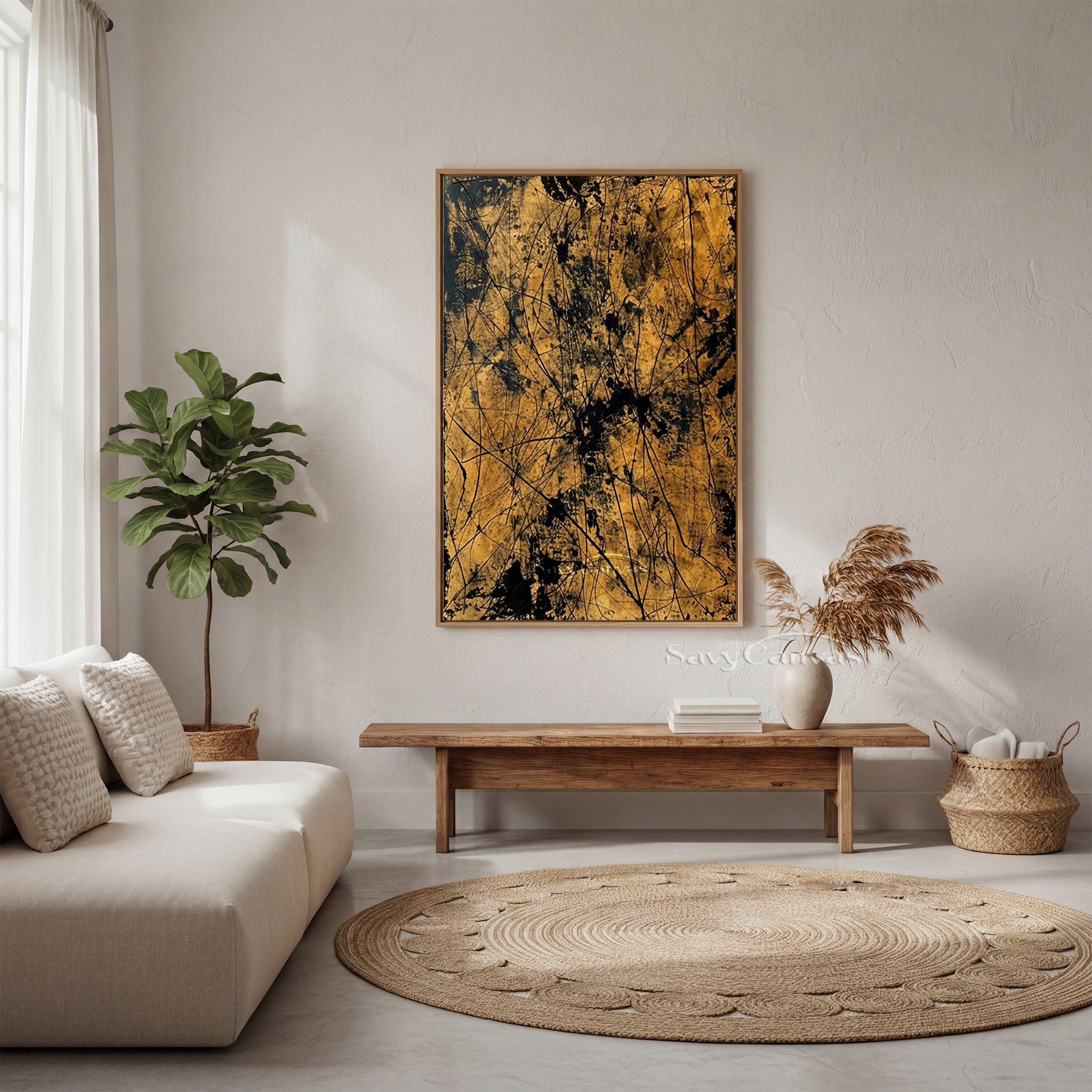 Modern Black & Gold Painting | Abstract Drip Wall Art #AA 519