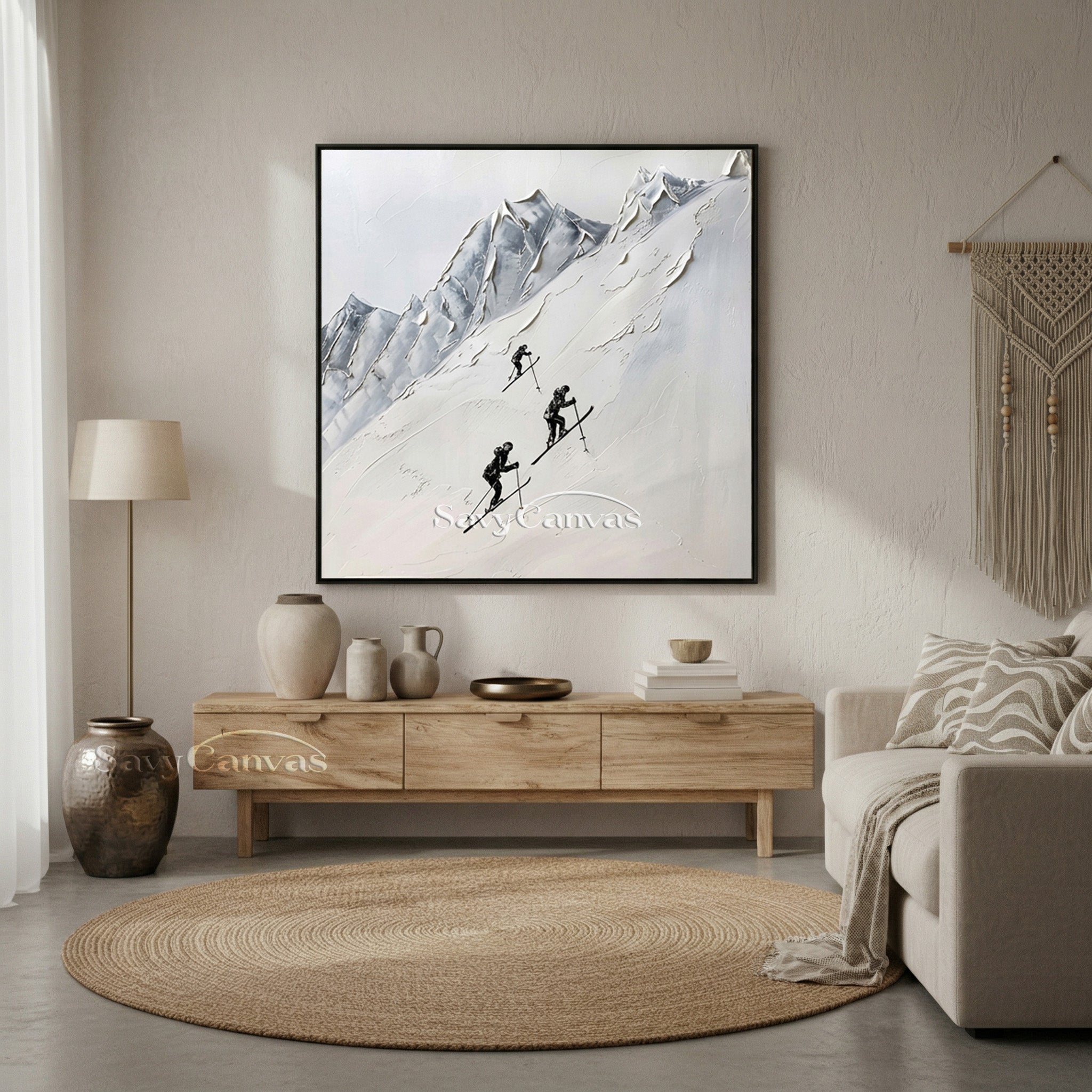 3D Textured Mountain Painting | Palette Knife Ski Art #AA 514