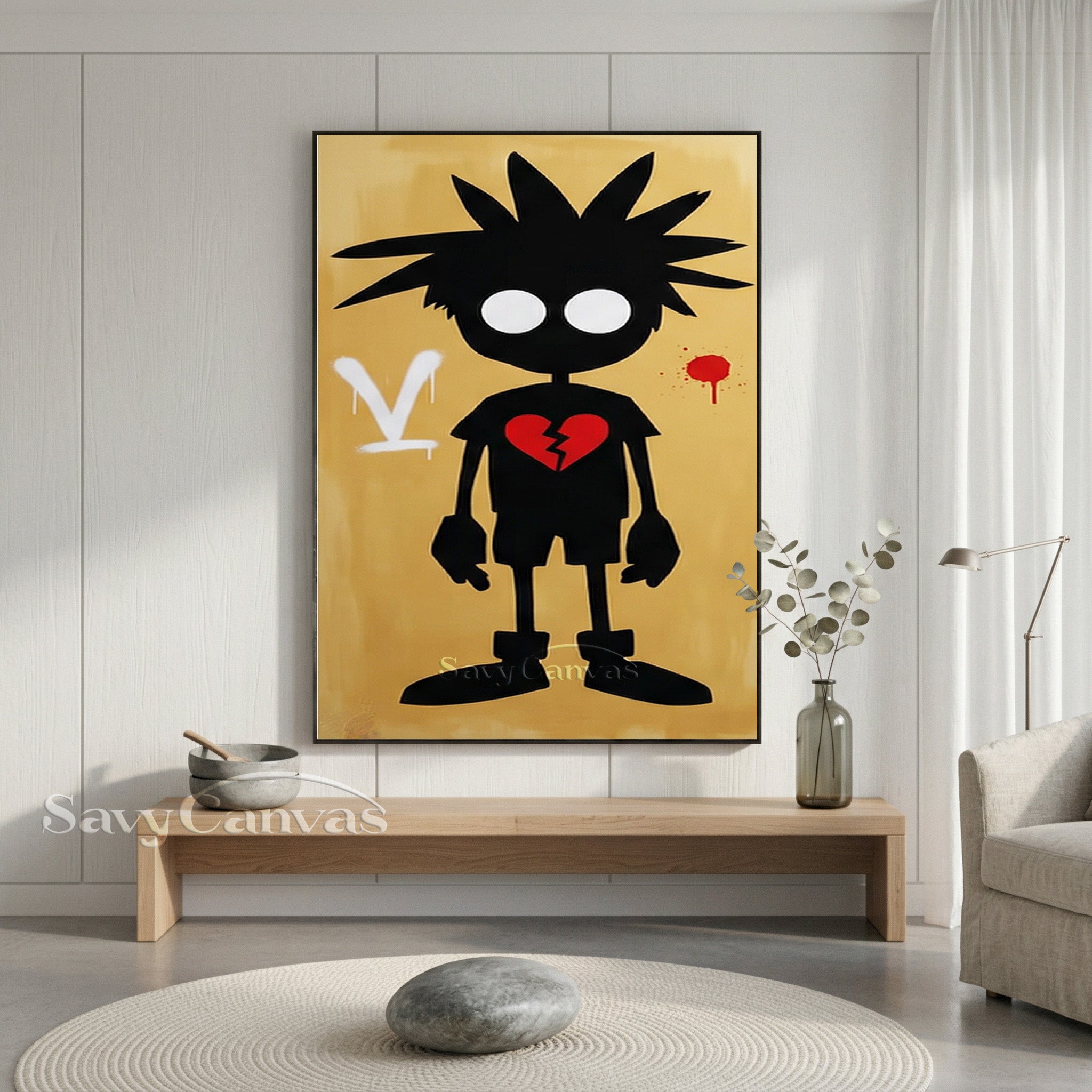 Modern Pop Art Wall Decor | Broken Heart Boy Canvas Painting #SS 094