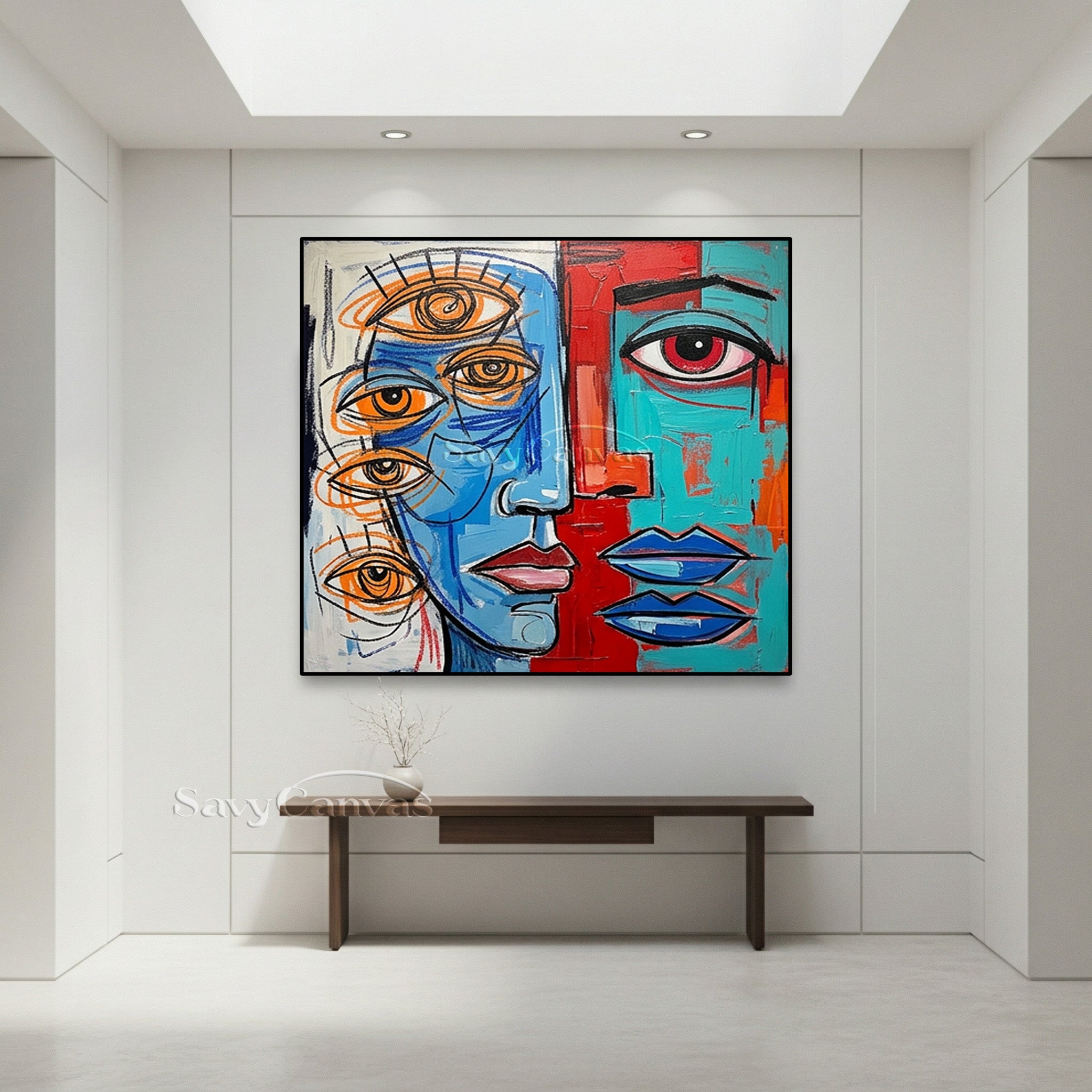 Surrealist Multi-Eye Portrait Wall Art | Original Hand-Painted #SS 098