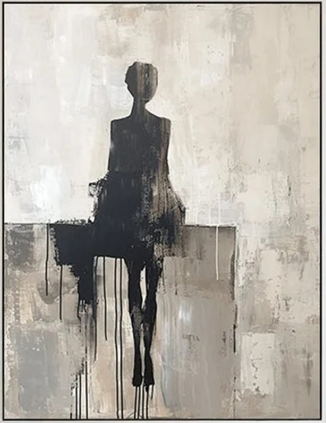 Abstract Figure Painting | Black & White Wall Art #TC 105