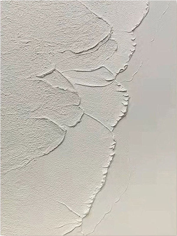 Minimalist White Textured Wall Art – Modern Neutral Canvas Painting #TC 234