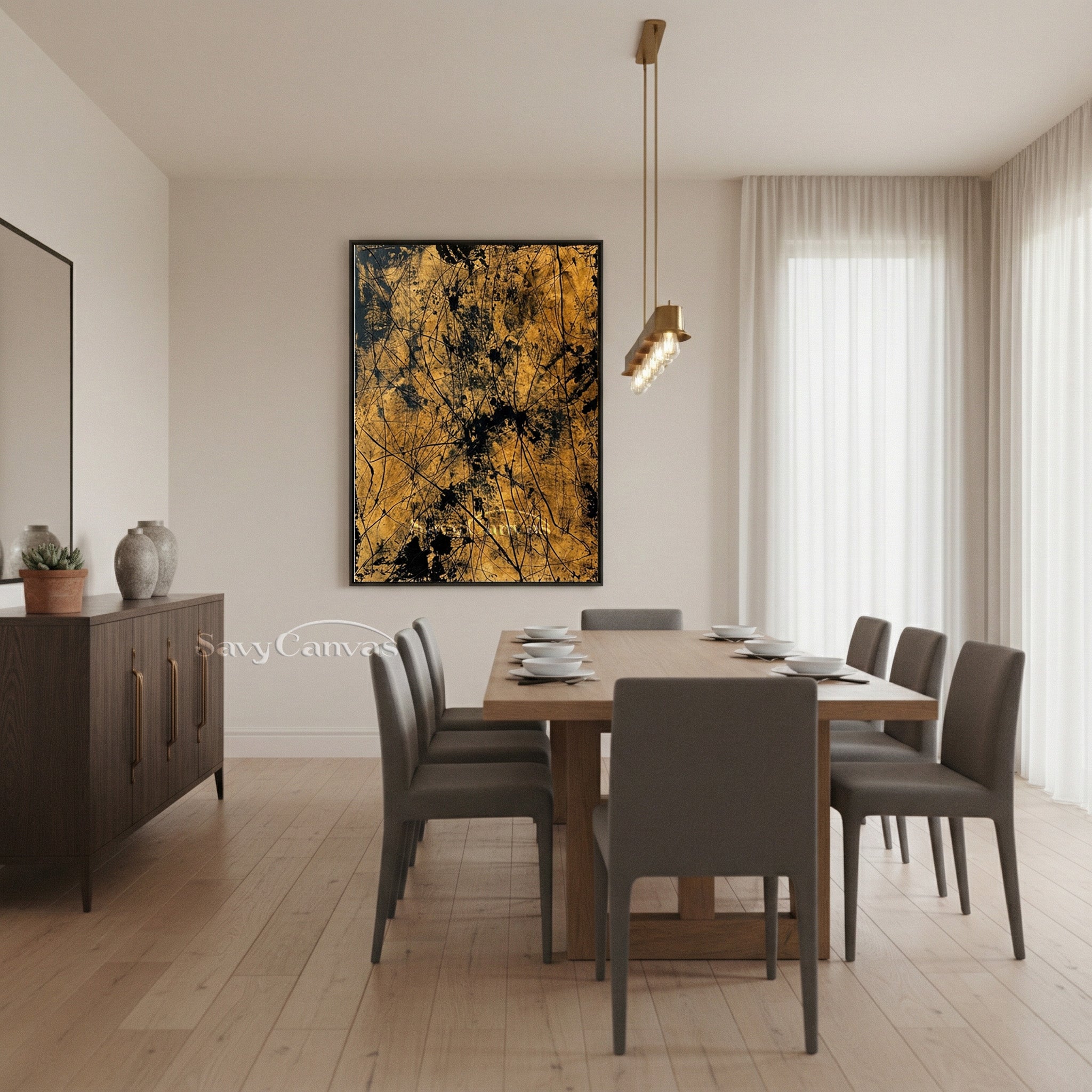 Modern Black & Gold Painting | Abstract Drip Wall Art #AA 519