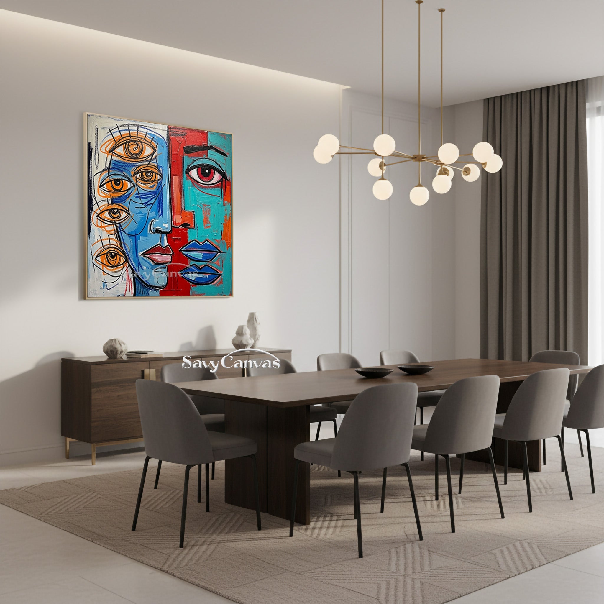 Surrealist Multi-Eye Portrait Wall Art | Original Hand-Painted #SS 098
