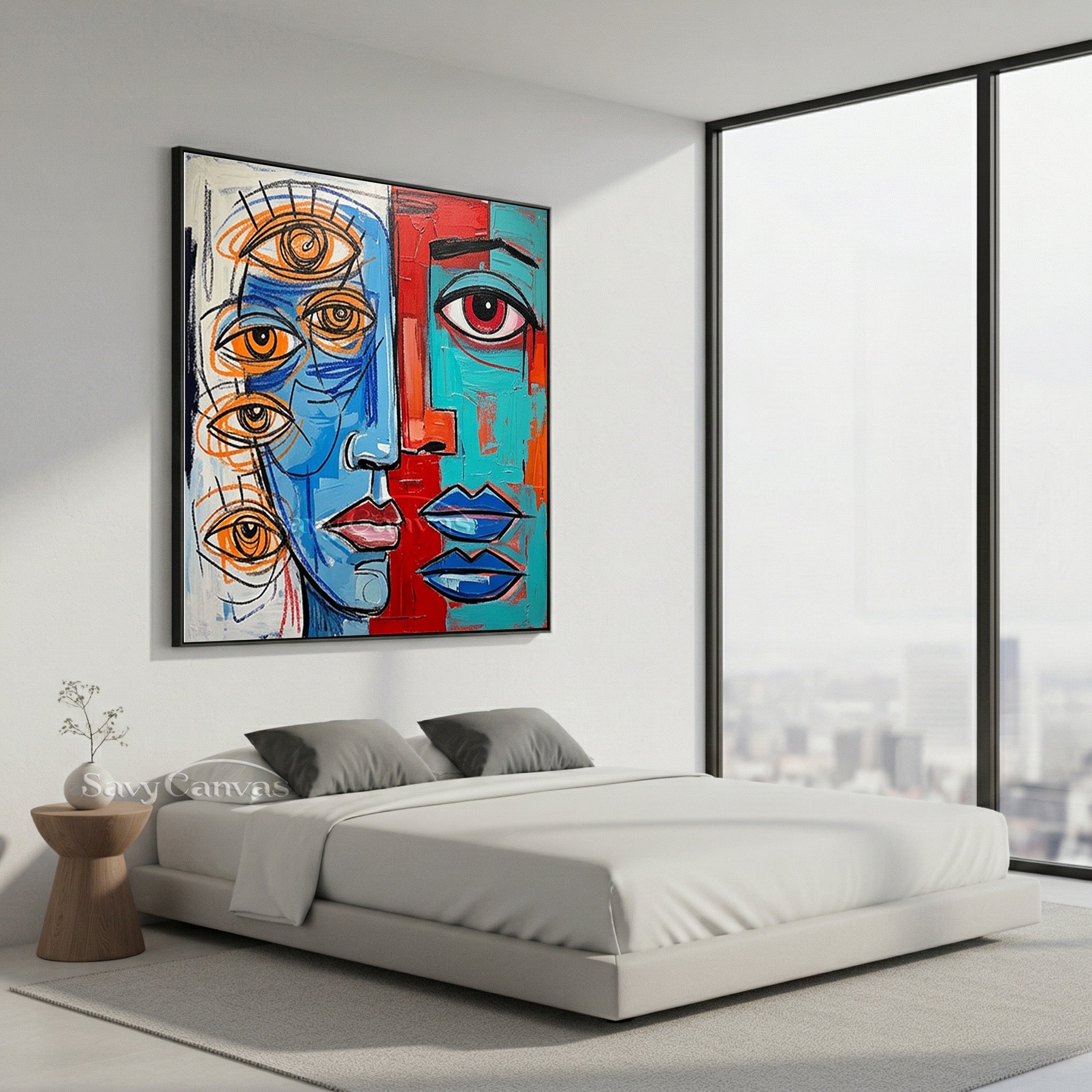 Surrealist Multi-Eye Portrait Wall Art | Original Hand-Painted #SS 098