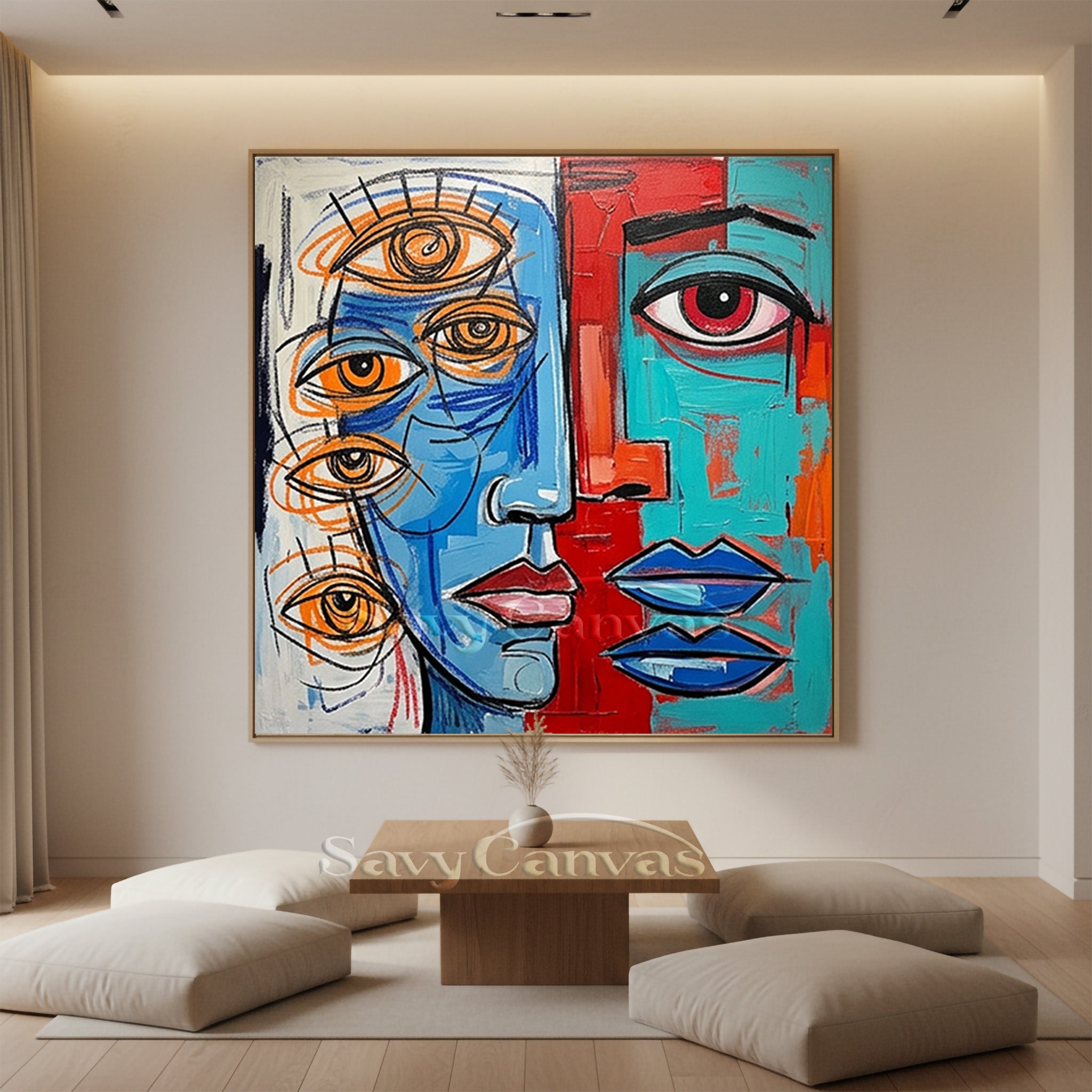 Surrealist Multi-Eye Portrait Wall Art | Original Hand-Painted #SS 098