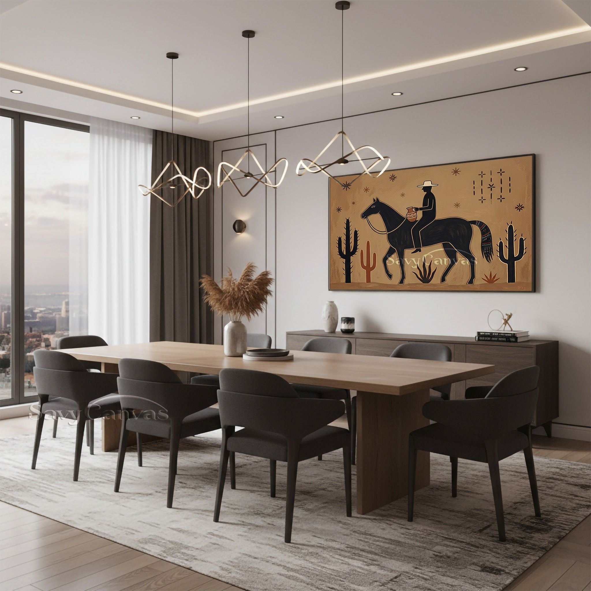 Modern Southwestern Horse Rider Oil Painting Canvas Art #SS 035