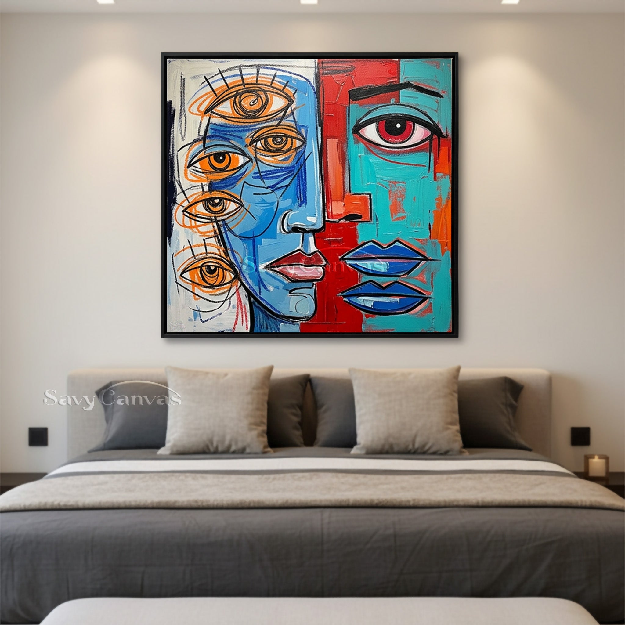 Surrealist Multi-Eye Portrait Wall Art | Original Hand-Painted #SS 098