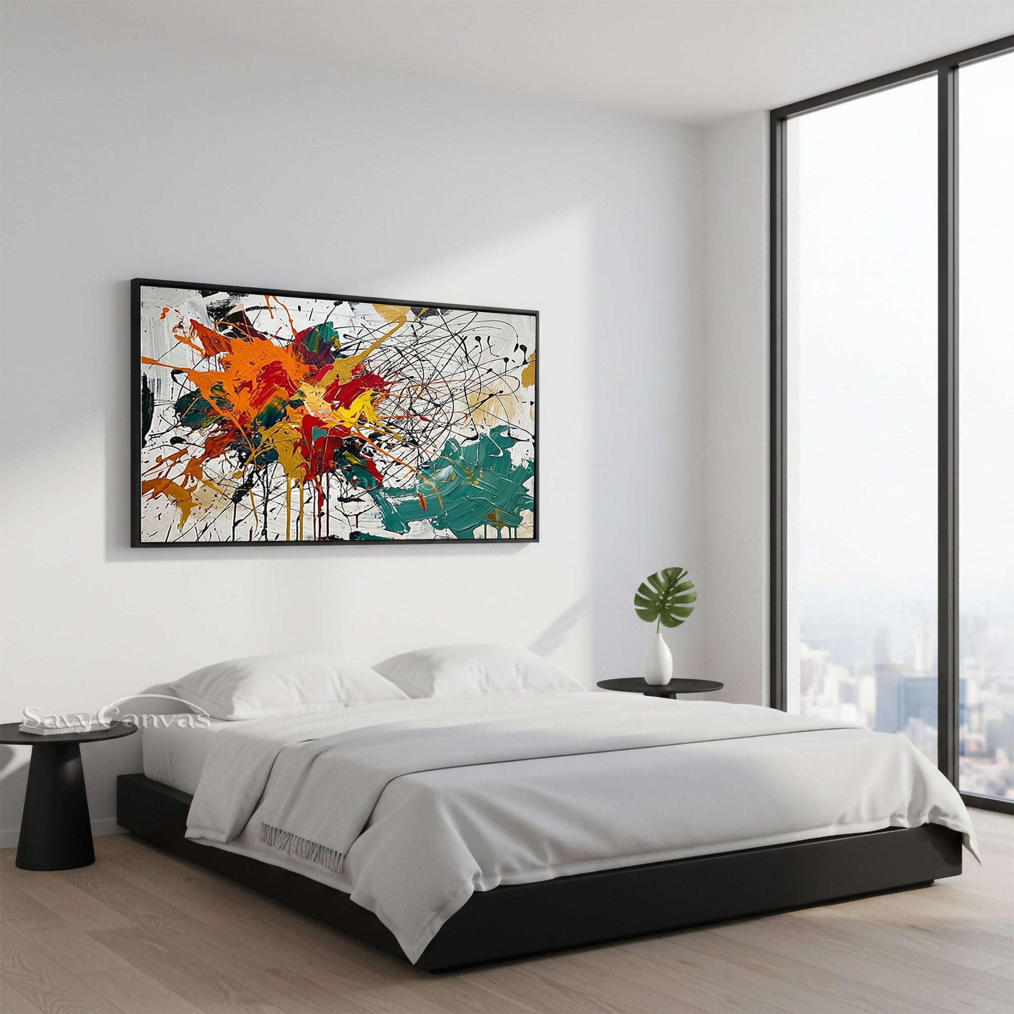 Colorful Abstract Splash Wall Art – Handmade Modern Oil Painting #JJ 467