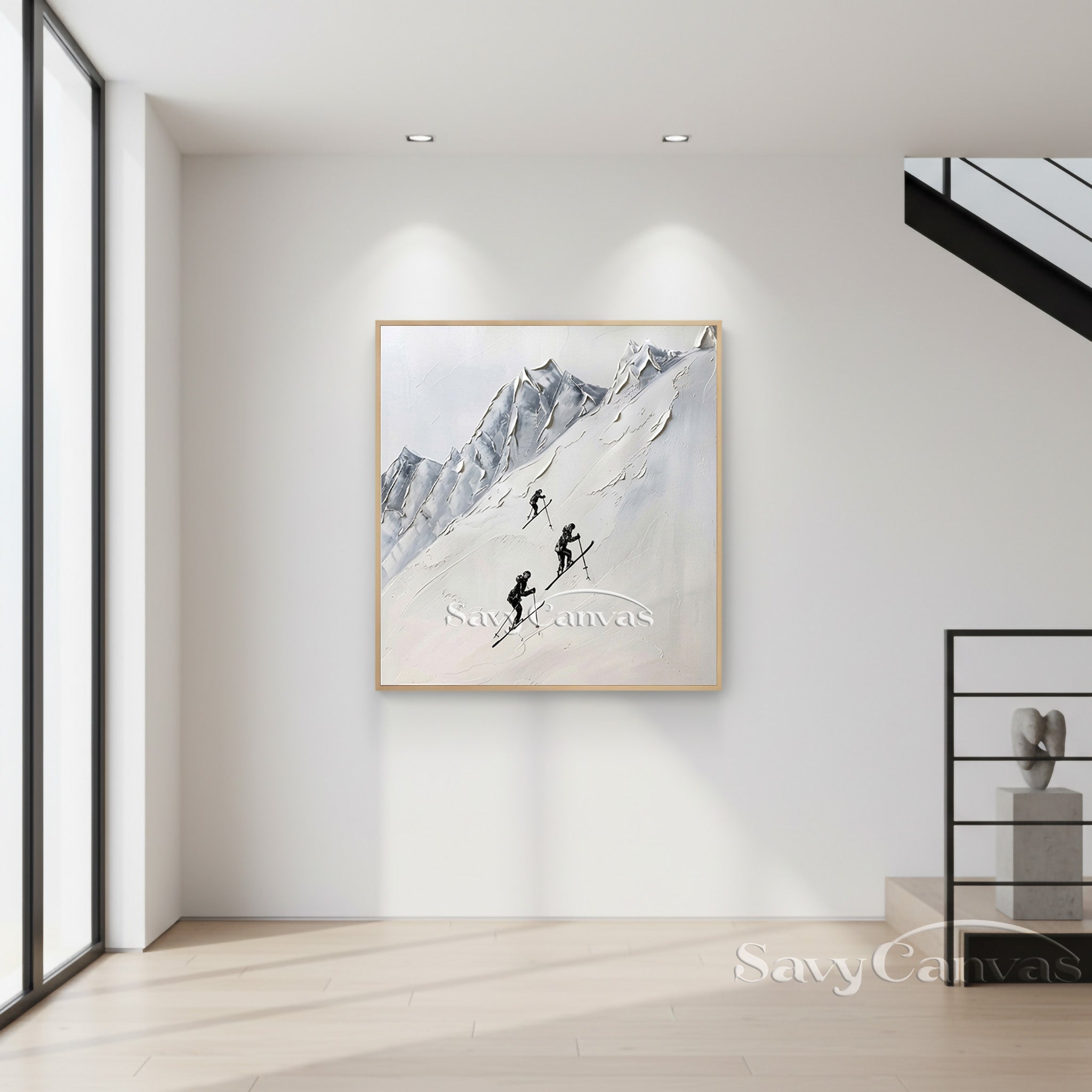 3D Textured Mountain Painting | Palette Knife Ski Art #AA 514