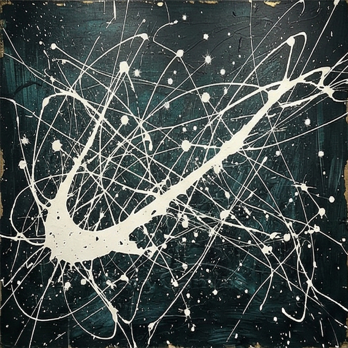 Modern Abstract Drip Painting | Dark & White Pollock Canvas Wall Art #ZZ 277