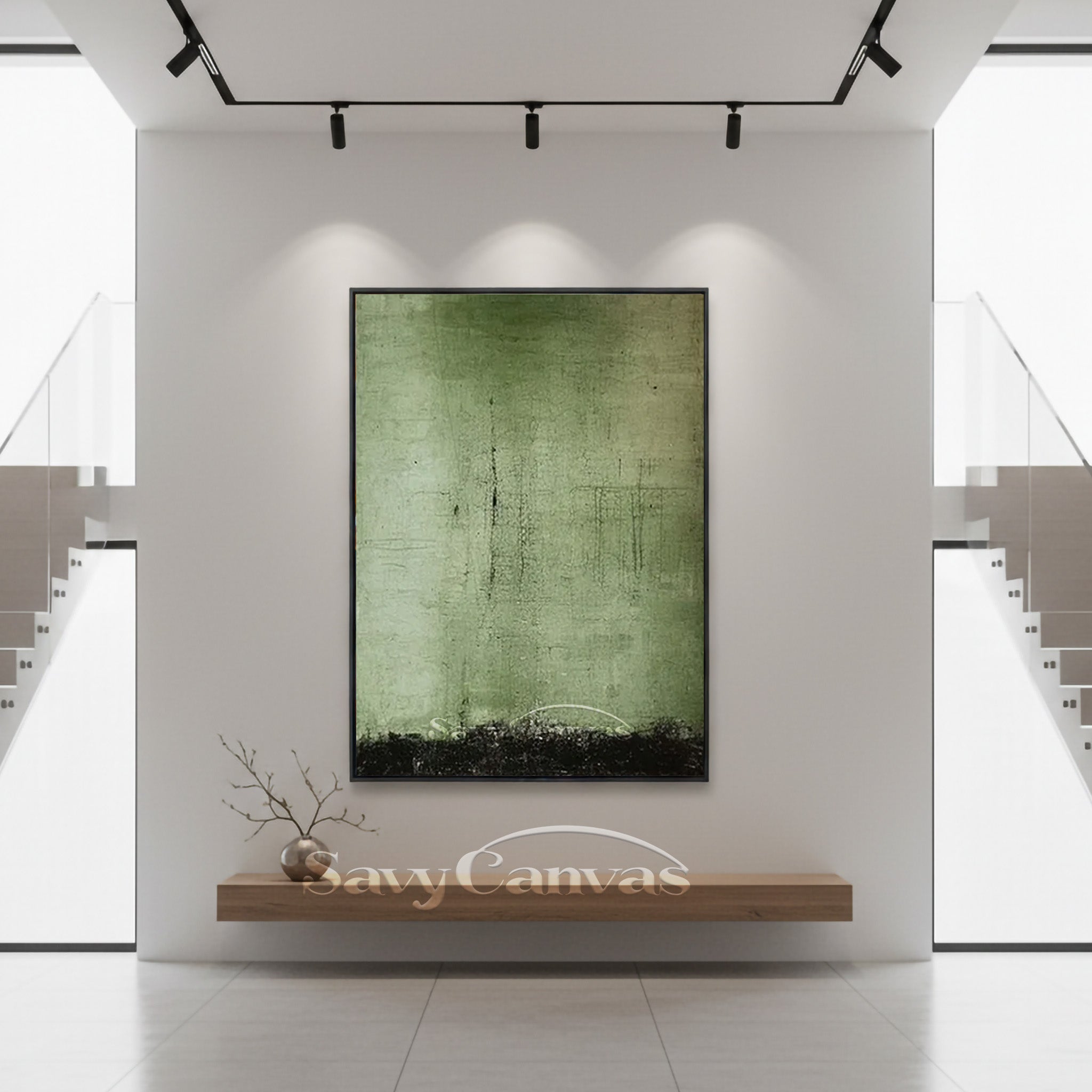 Sage Green Wabi-Sabi Abstract Oil Painting | Hand-Painted Canvas Art #SS 001